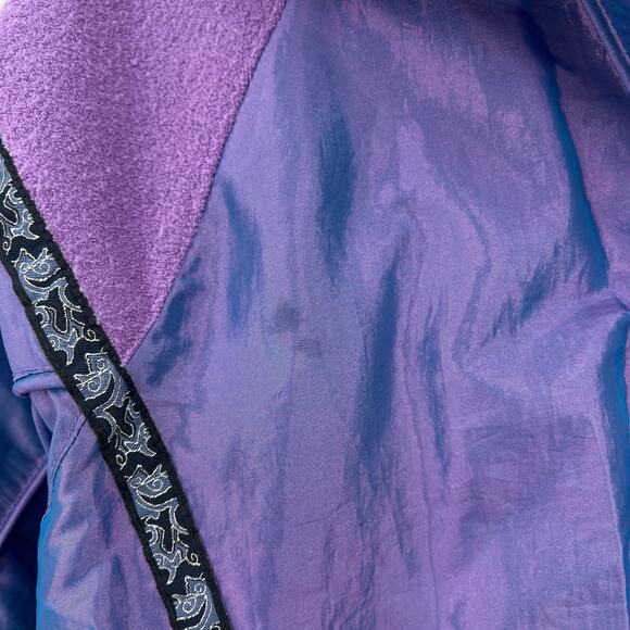 VINTAGE OUTBROOK 80s Windbreaker Jacket Women M Metallic Purple Blue Cinch Waist - Picture 10 of 16